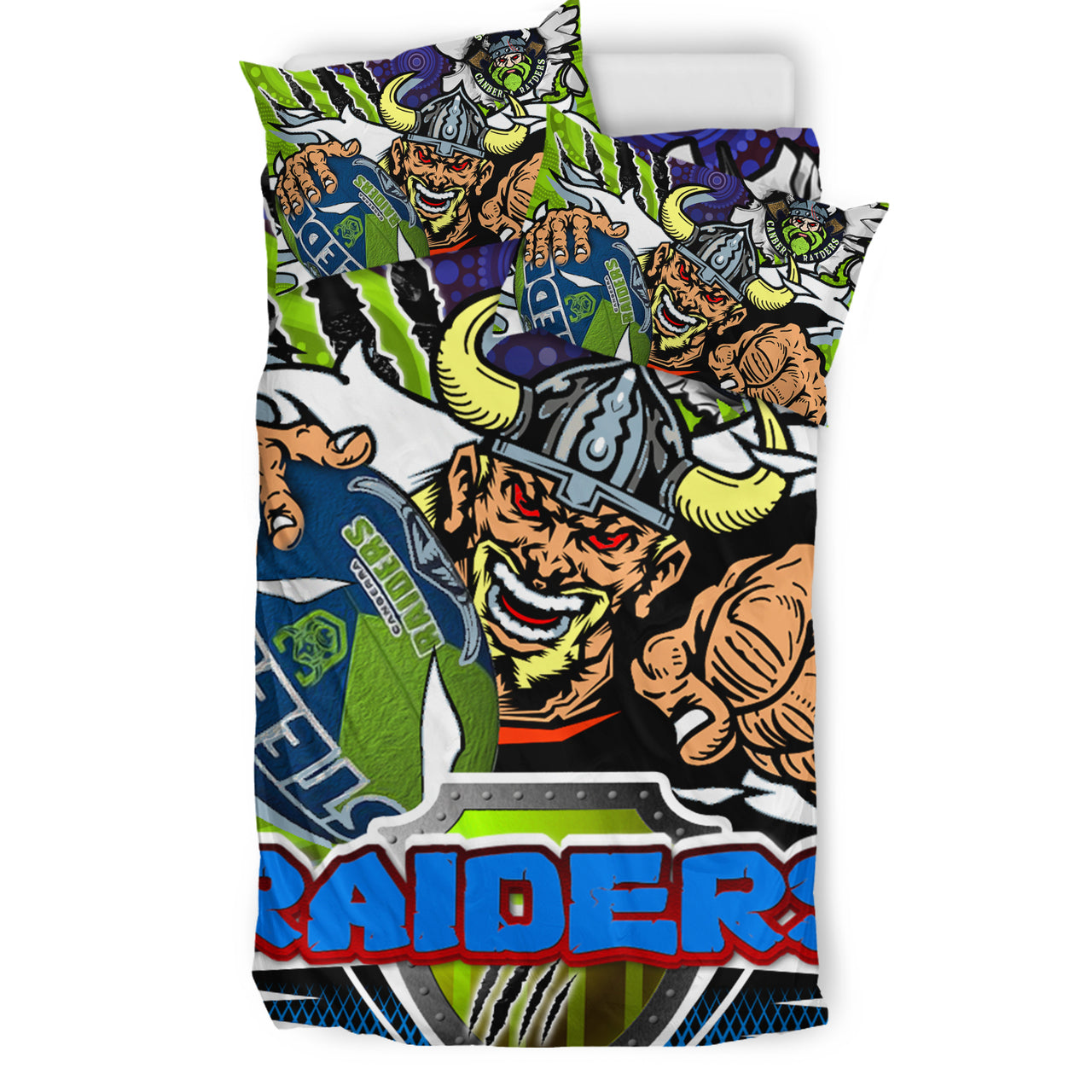 Raiders Rugby Custom Aboriginal Bedding Set - The Indigenous Vikings Power Scratch Style RLT13 - Vibe Hoodie Shop