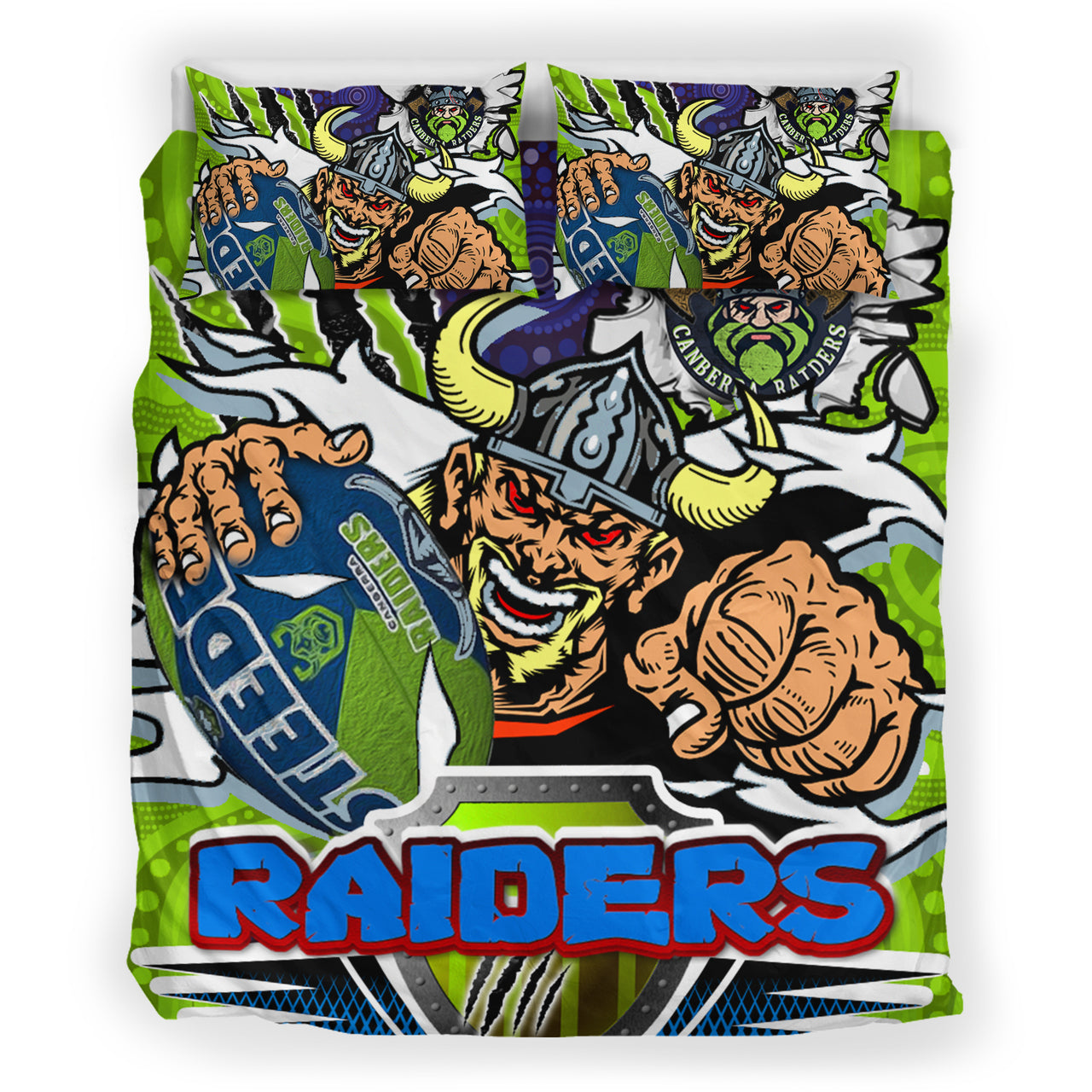 Raiders Rugby Custom Aboriginal Bedding Set - The Indigenous Vikings Power Scratch Style RLT13 - Vibe Hoodie Shop