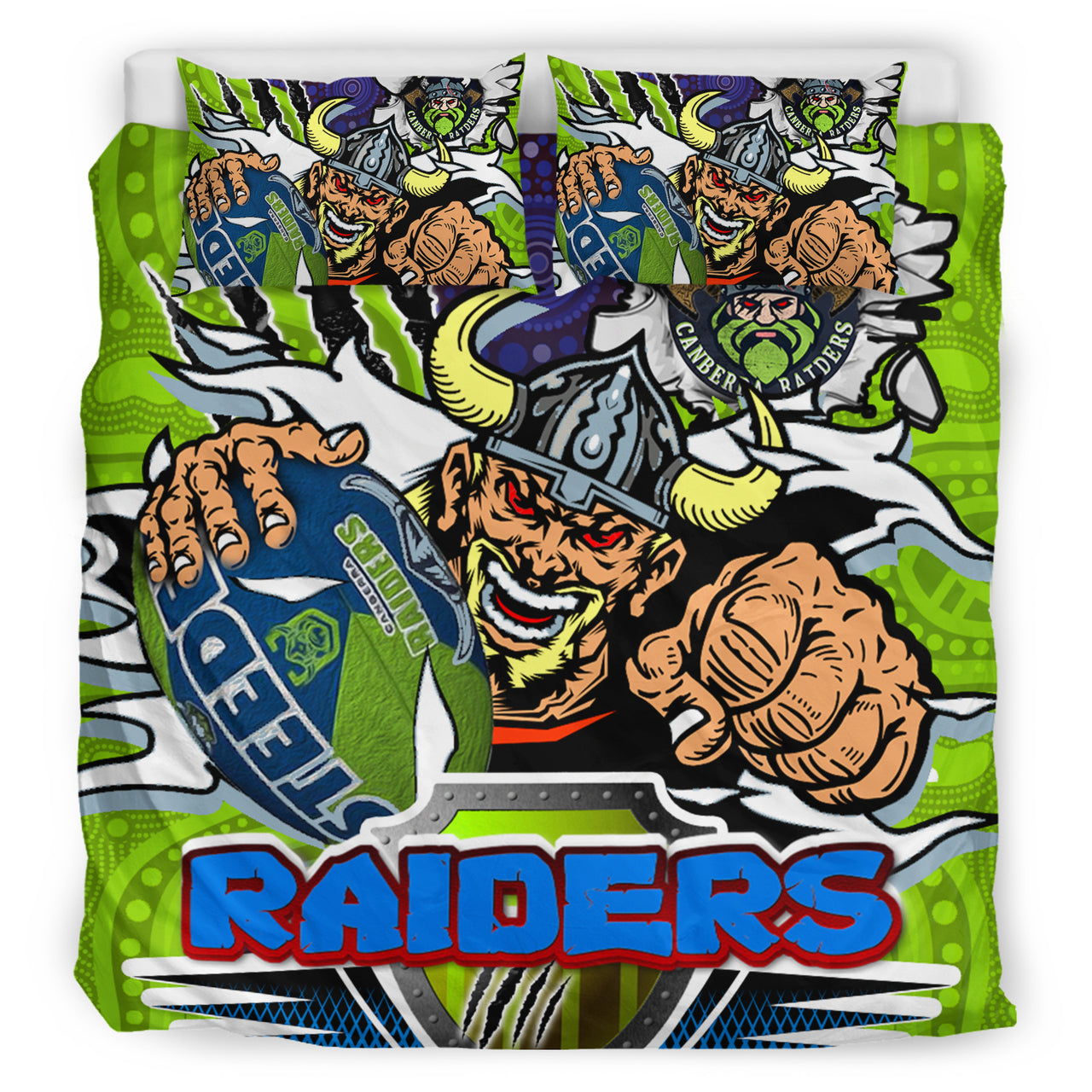 Raiders Rugby Custom Aboriginal Bedding Set - The Indigenous Vikings Power Scratch Style RLT13 - Vibe Hoodie Shop