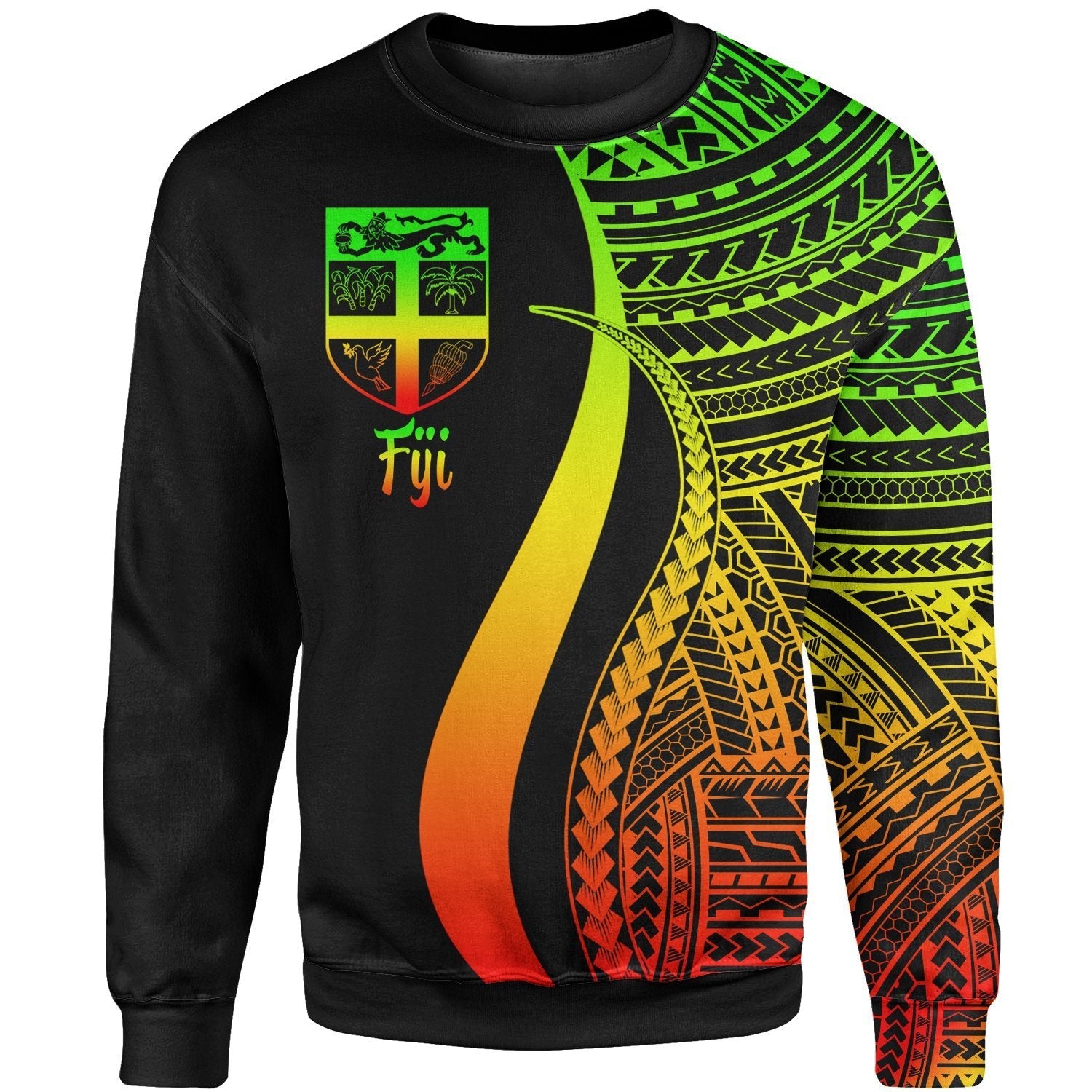 Fiji Sweatshirt - Reggae Polynesian Tentacle Tribal Pattern - Vibe Hoodie Shop