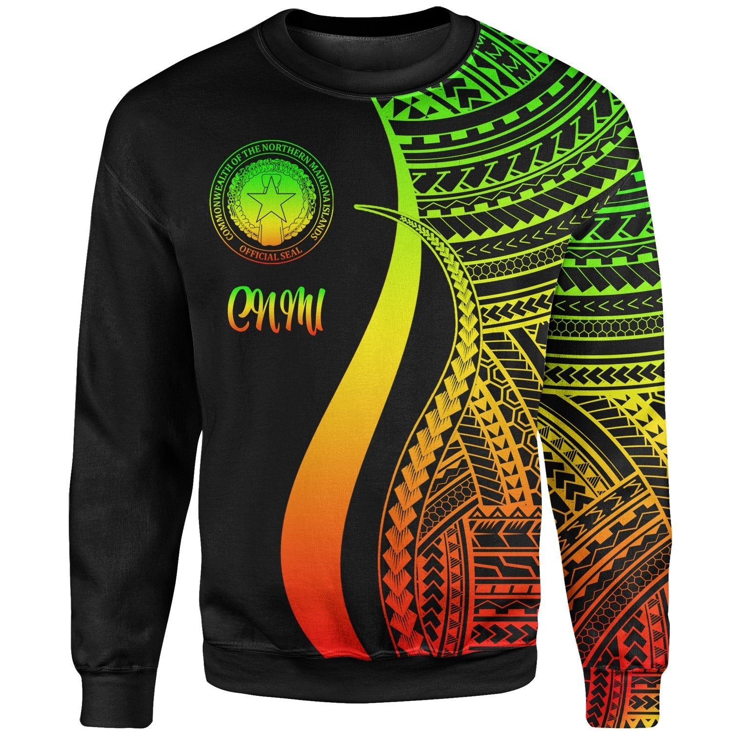 Northern Mariana Islands Sweatshirt - Reggae Polynesian Tentacle Tribal Pattern - Vibe Hoodie Shop
