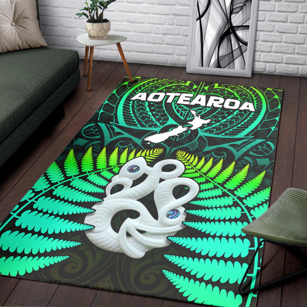 Aotearoa Fern Area Rug New Zealand Hei Tiki Green Style - Vibe Hoodie Shop