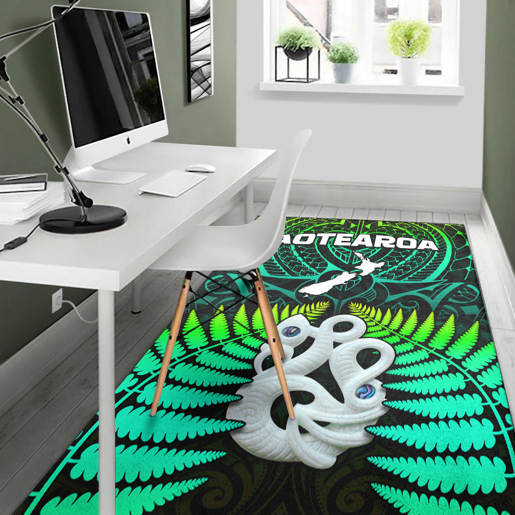 Aotearoa Fern Area Rug New Zealand Hei Tiki Green Style - Vibe Hoodie Shop