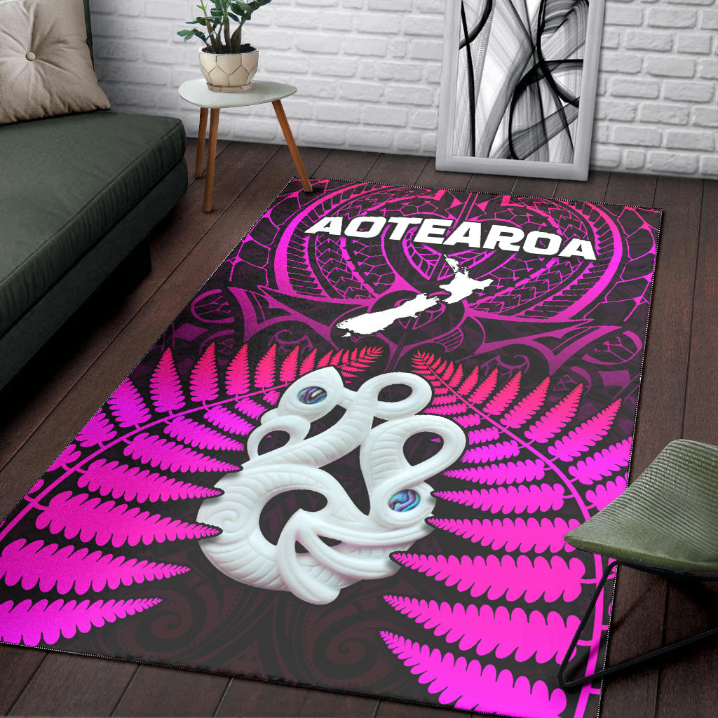 Aotearoa Fern Area Rug New Zealand Hei Tiki Purple Style - Vibe Hoodie Shop