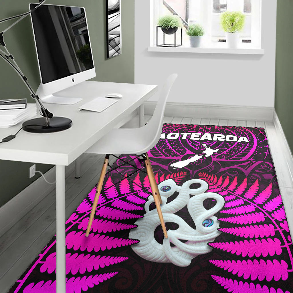 Aotearoa Fern Area Rug New Zealand Hei Tiki Purple Style - Vibe Hoodie Shop