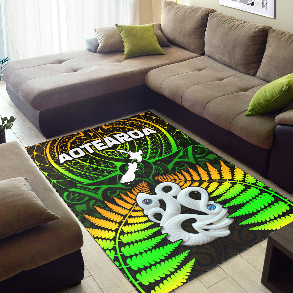 Aotearoa Fern Area Rug New Zealand Hei Tiki Special Style - Vibe Hoodie Shop