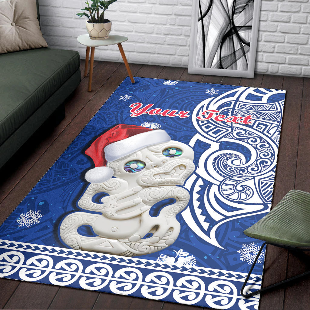 (Custom Personalised) New Zealand Christmas Area Rug Hei Tiki Blue Pohutukawa Meri Kirihimete - Vibe Hoodie Shop