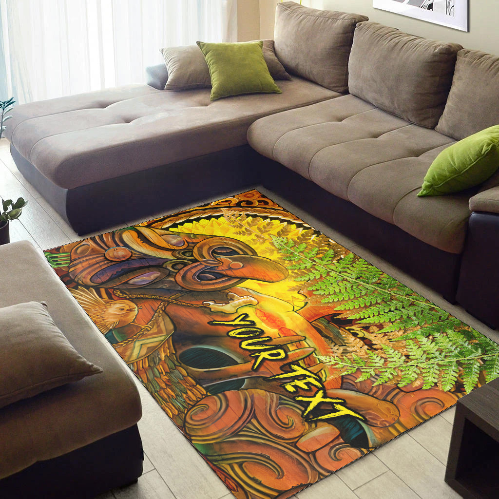 (Custom Personalised) Hei Tiki Maori Area Rug Fern Aotearoa Ta Moko Sun - Vibe Hoodie Shop