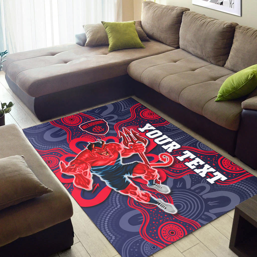 (Custom Personalised) Demons Football 2022 Area Rug Australian Aboriginal Dot Painting Ver.02 - Vibe Hoodie Shop