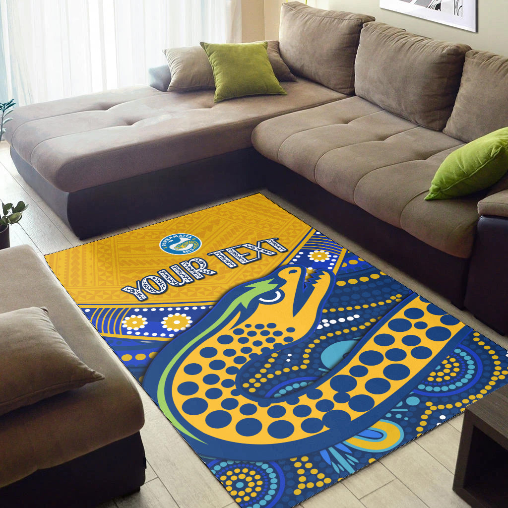 (Custom Personalised) Eels Rugby Area Rug Aboriginal and Polynesia Parramatta - Vibe Hoodie Shop