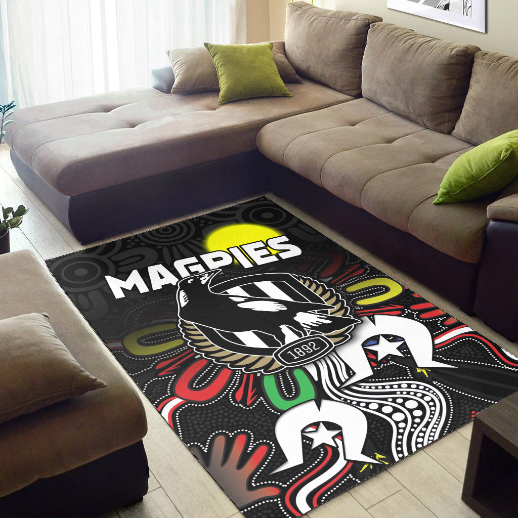 Magpies NAIDOC Week Area Rug Collingwood Football Aboriginal - Vibe Hoodie Shop