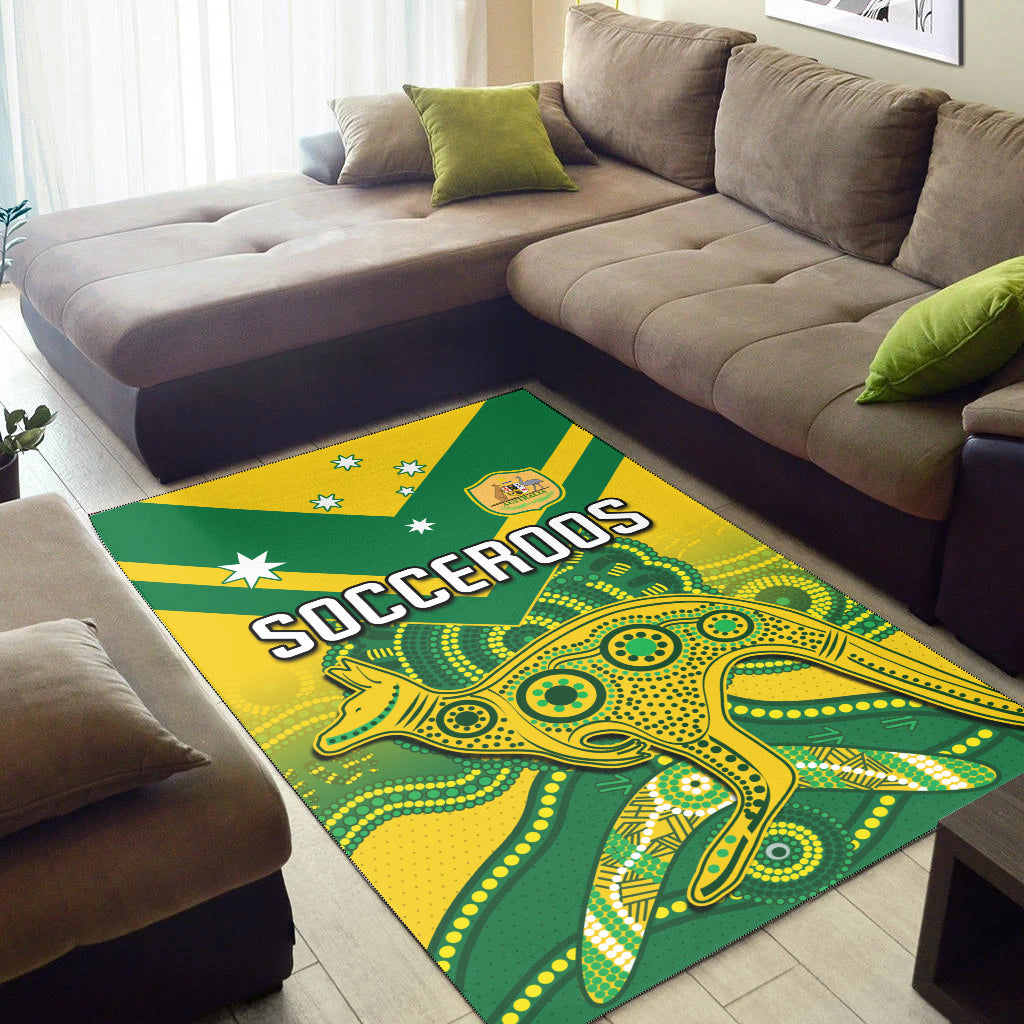 Australia Soccer Area Rug Champions Aboriginal Kangaroos World Cup Football Socceroos - Vibe Hoodie Shop