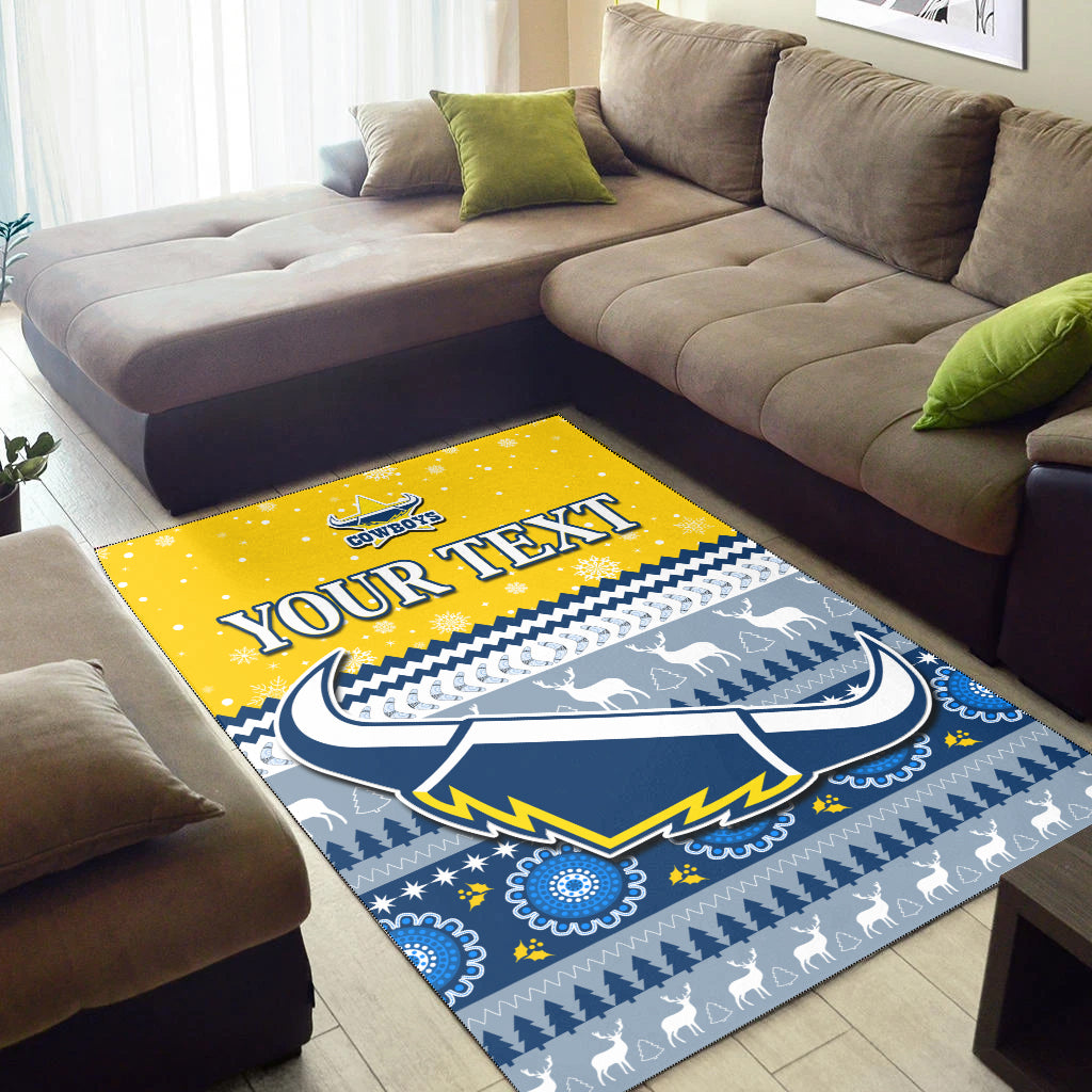 (Custom Personalised) Cowboys Aboriginal Area Rug Christmas North Queensland - Vibe Hoodie Shop