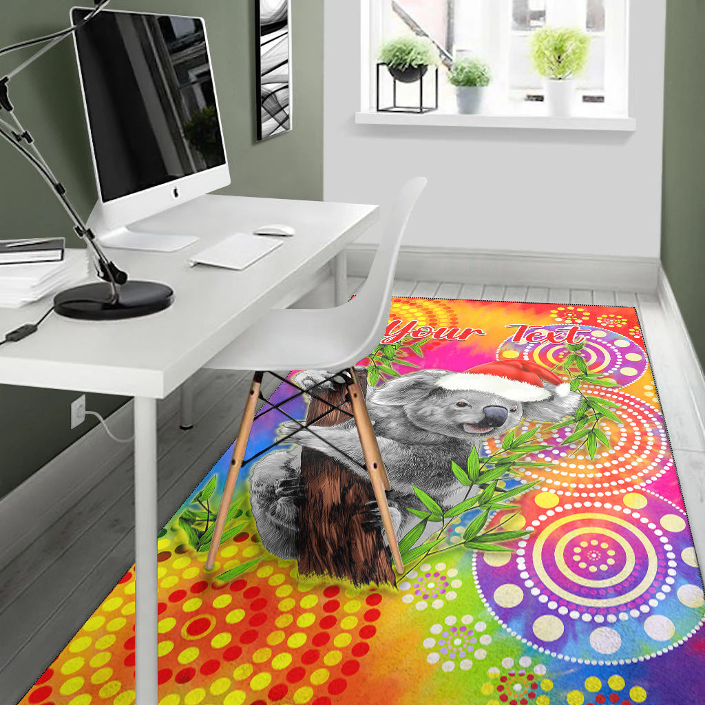 (Custom Personalised) Australia Koala Aboriginal Area Rug Rainbow Tie Dye Merry Christmas - Vibe Hoodie Shop