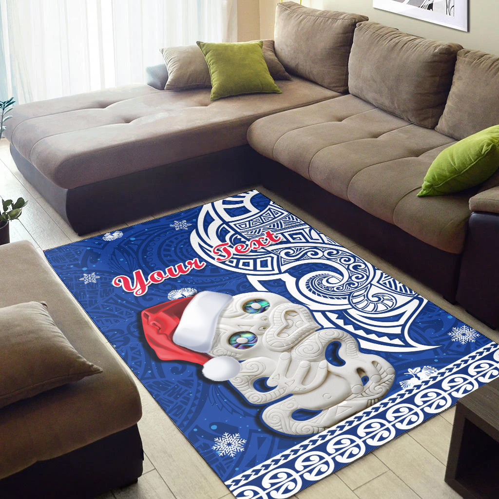 (Custom Personalised) New Zealand Christmas Area Rug Hei Tiki Blue Pohutukawa Meri Kirihimete - Vibe Hoodie Shop