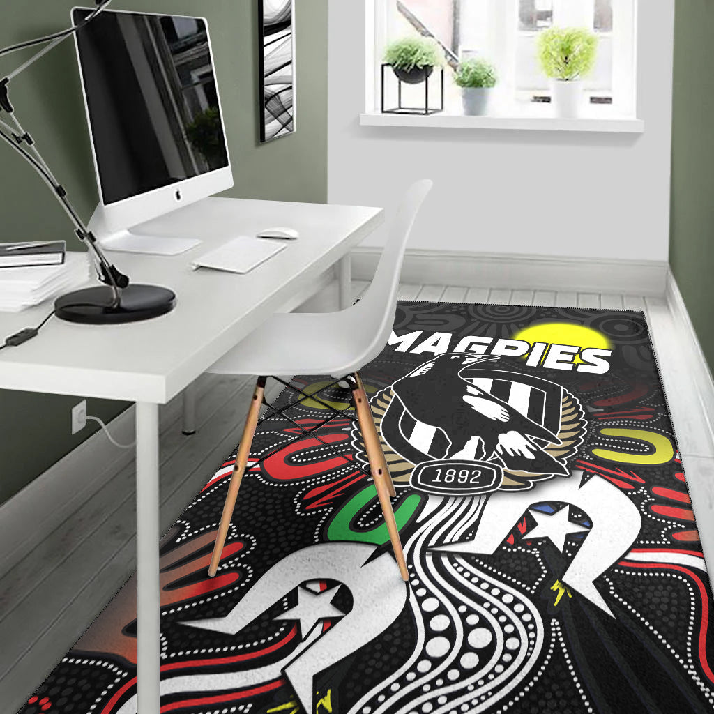 Magpies NAIDOC Week Area Rug Collingwood Football Aboriginal - Vibe Hoodie Shop