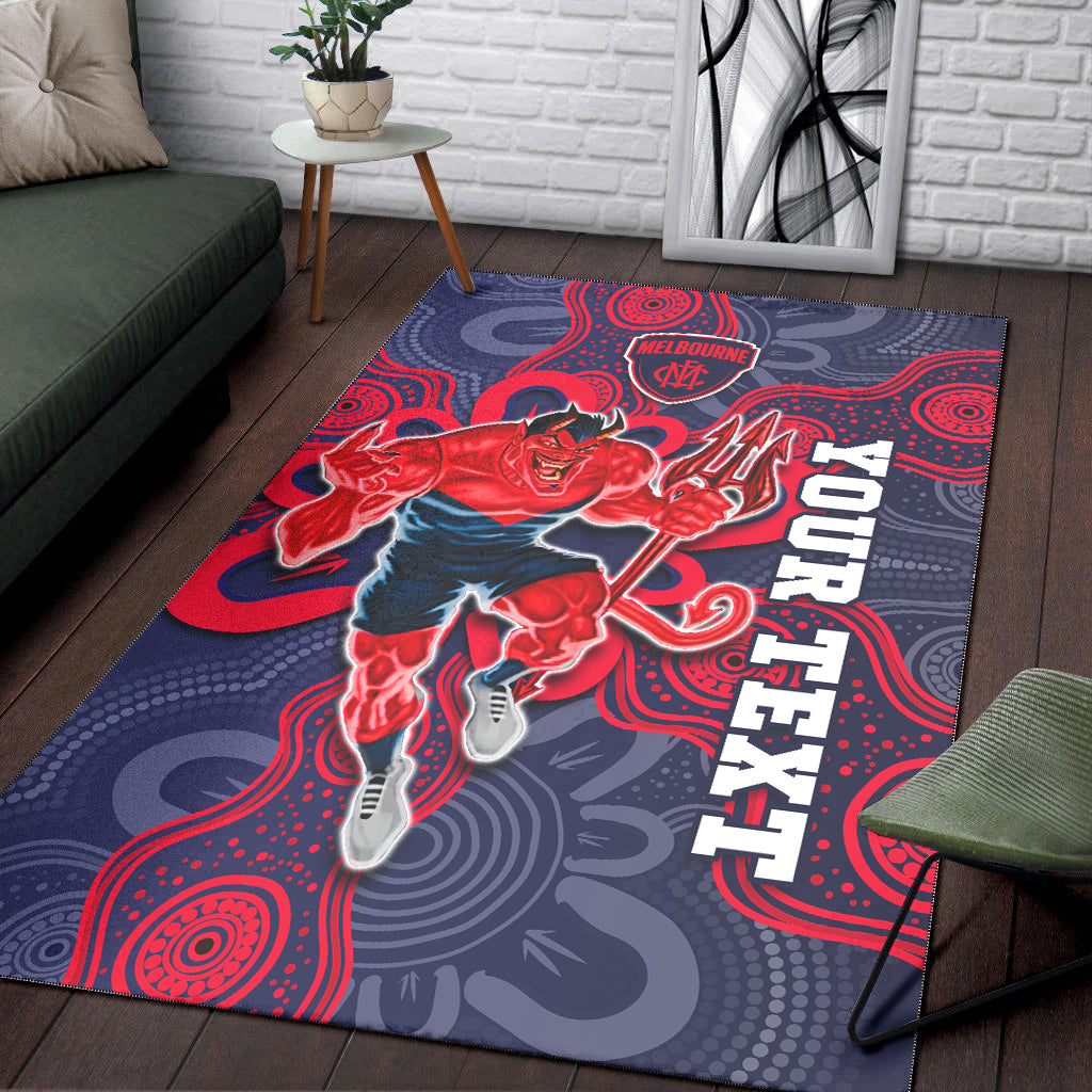 (Custom Personalised) Demons Football 2022 Area Rug Australian Aboriginal Dot Painting Ver.02 - Vibe Hoodie Shop