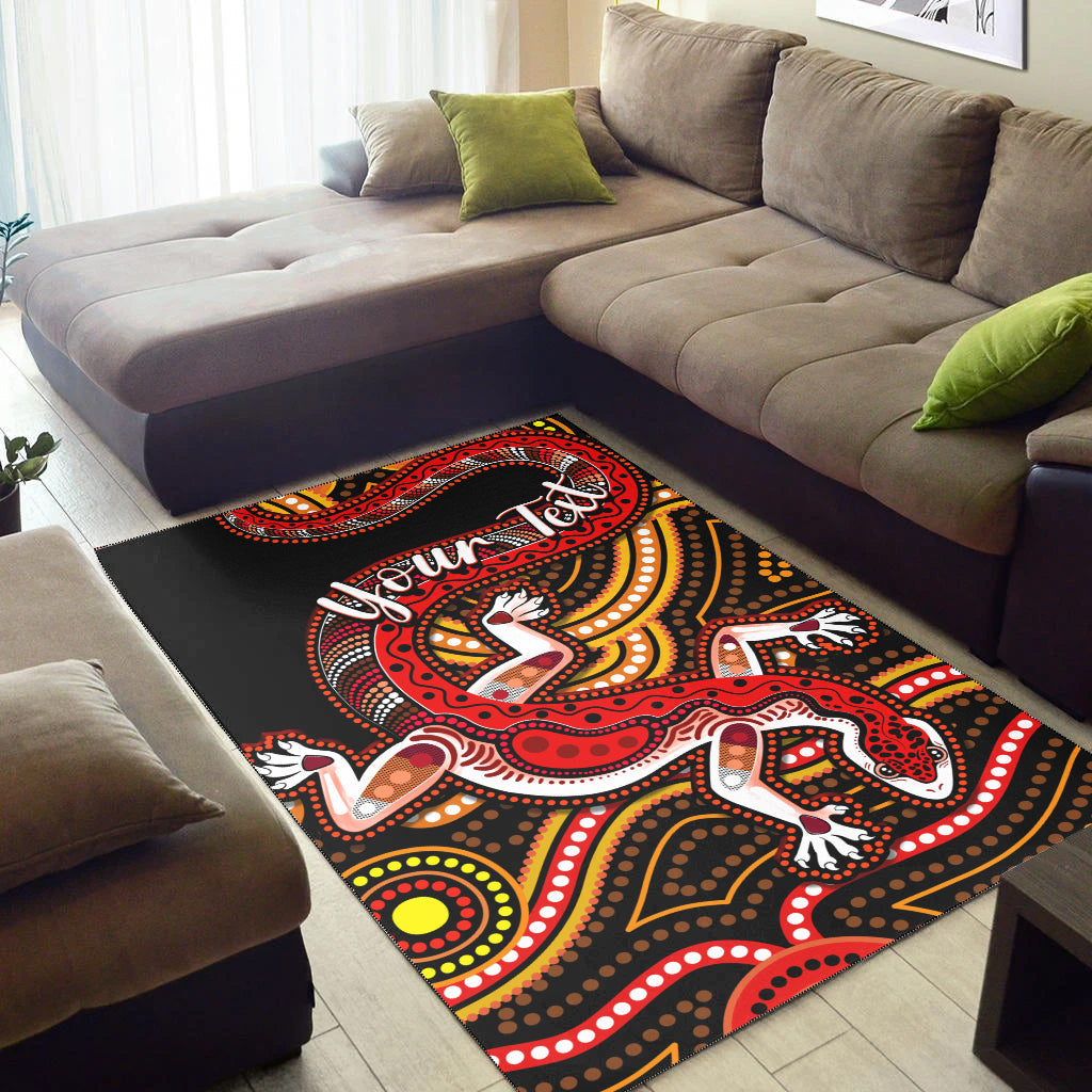 (Custom Personalised) Aboriginal Art Lizard Area Rug You Are Number One - Vibe Hoodie Shop