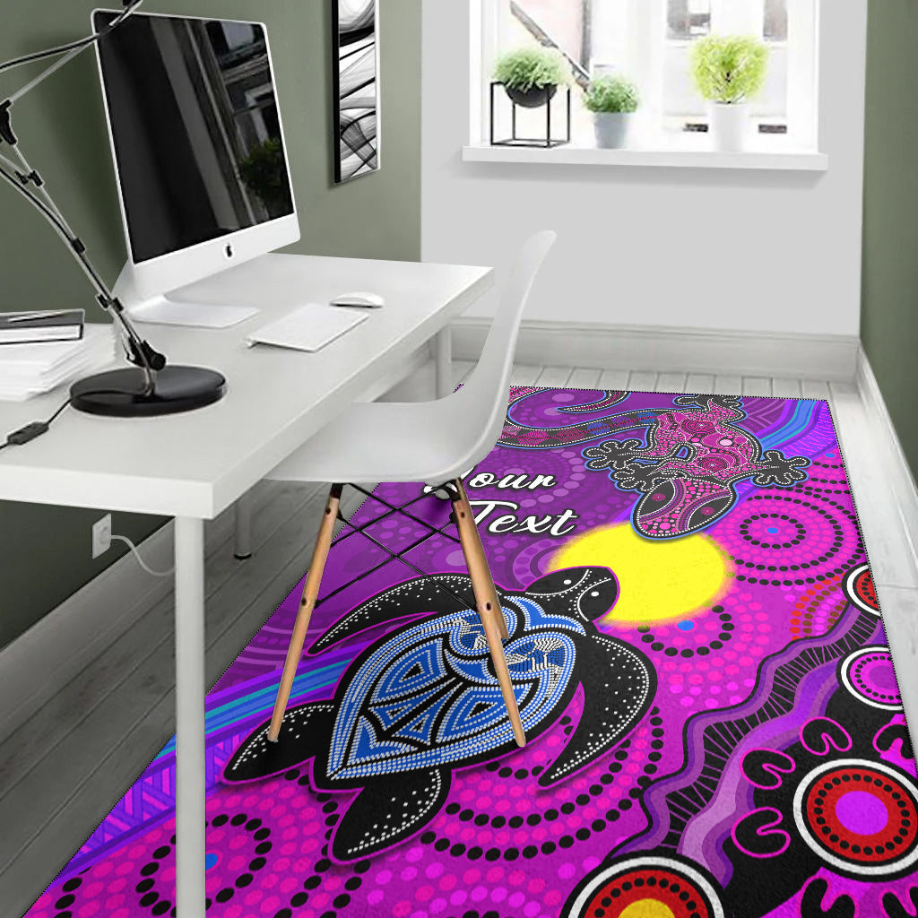 (Custom Personalised) Australia Lizard and Turtle Area Rug Aboriginal Art Beautiful Life - Vibe Hoodie Shop