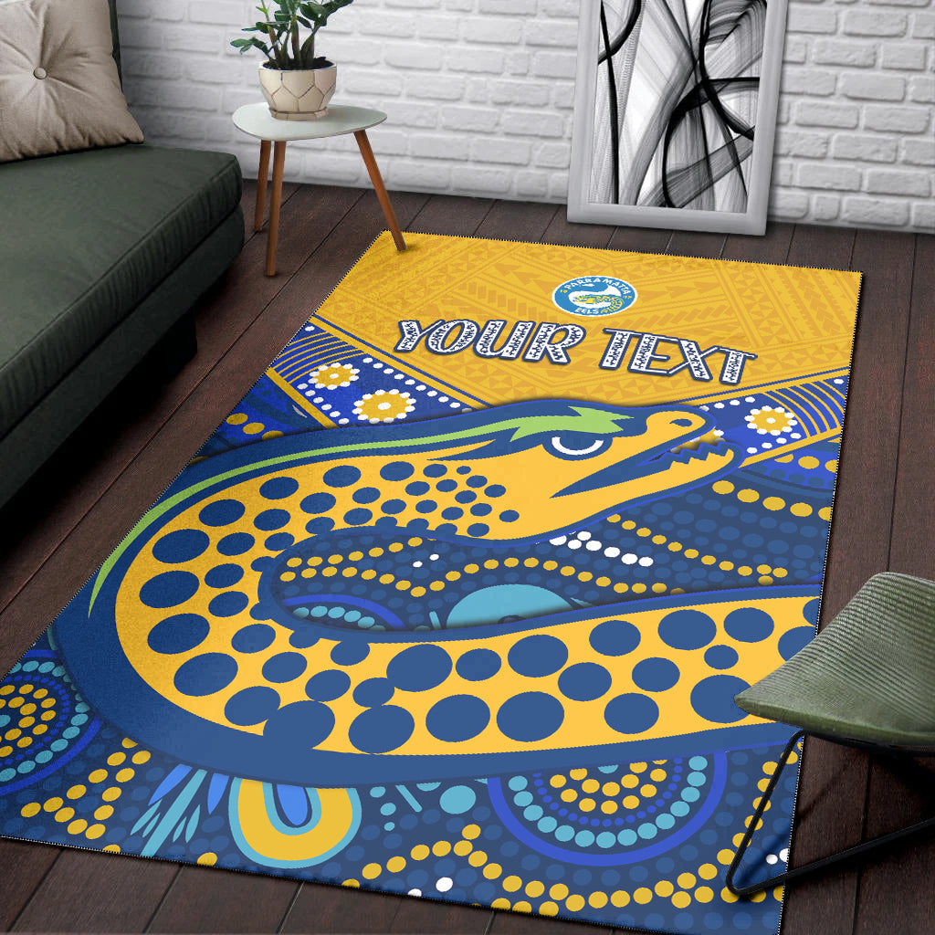 (Custom Personalised) Eels Rugby Area Rug Aboriginal and Polynesia Parramatta - Vibe Hoodie Shop