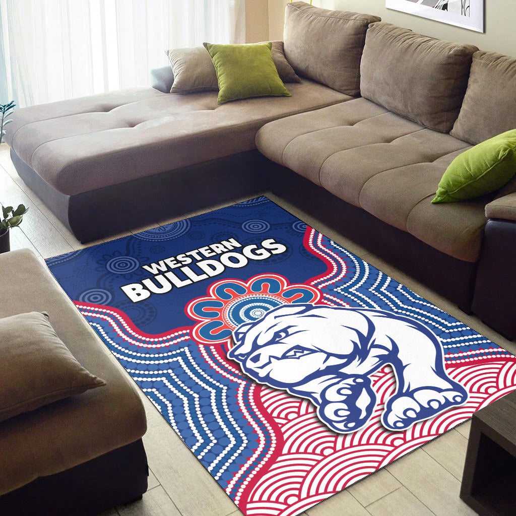 Bulldogs Football Area Rug Western Doggies Aboriginal Art Ver.02 - Vibe Hoodie Shop