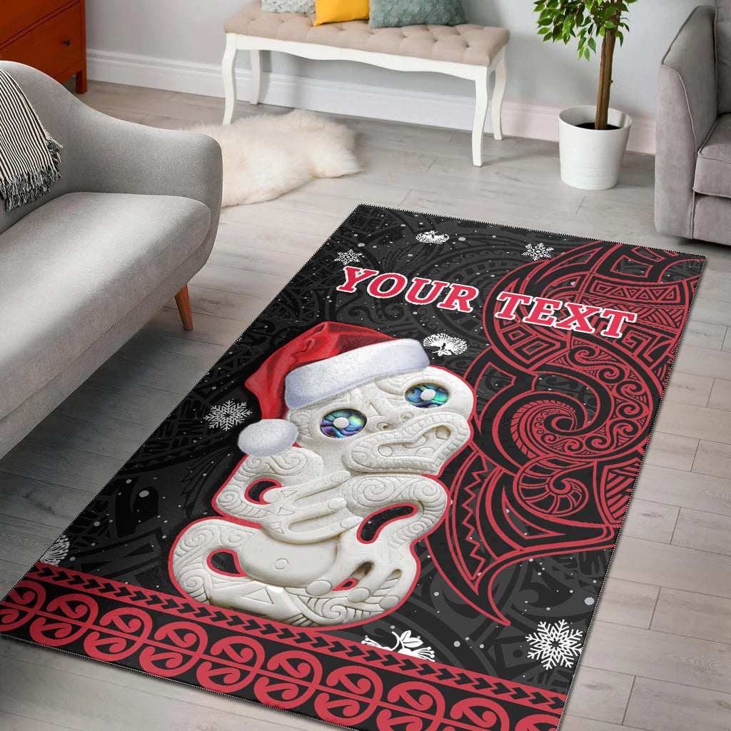 (Custom Personalised) New Zealand Christmas Area Rug Hei Tiki Red Pohutukawa Meri Kirihimete - Vibe Hoodie Shop