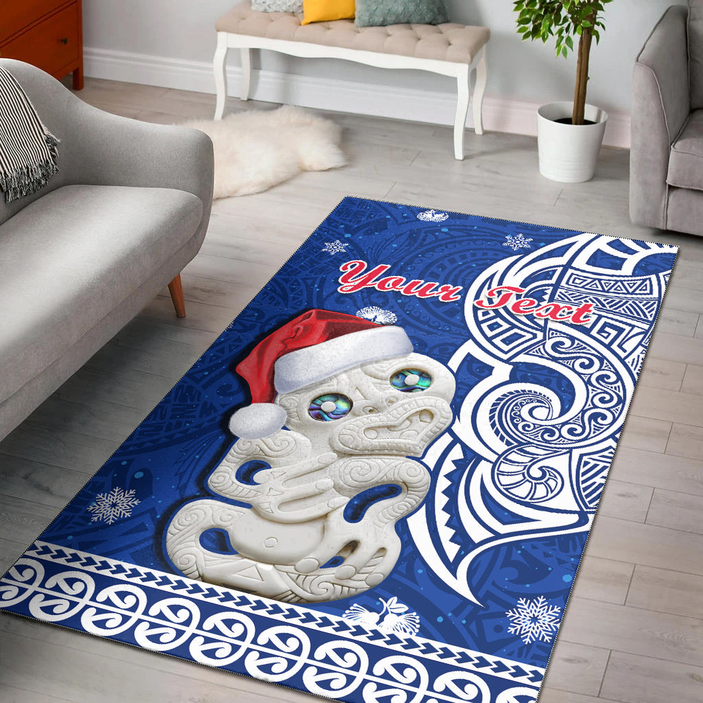 (Custom Personalised) New Zealand Christmas Area Rug Hei Tiki Blue Pohutukawa Meri Kirihimete - Vibe Hoodie Shop