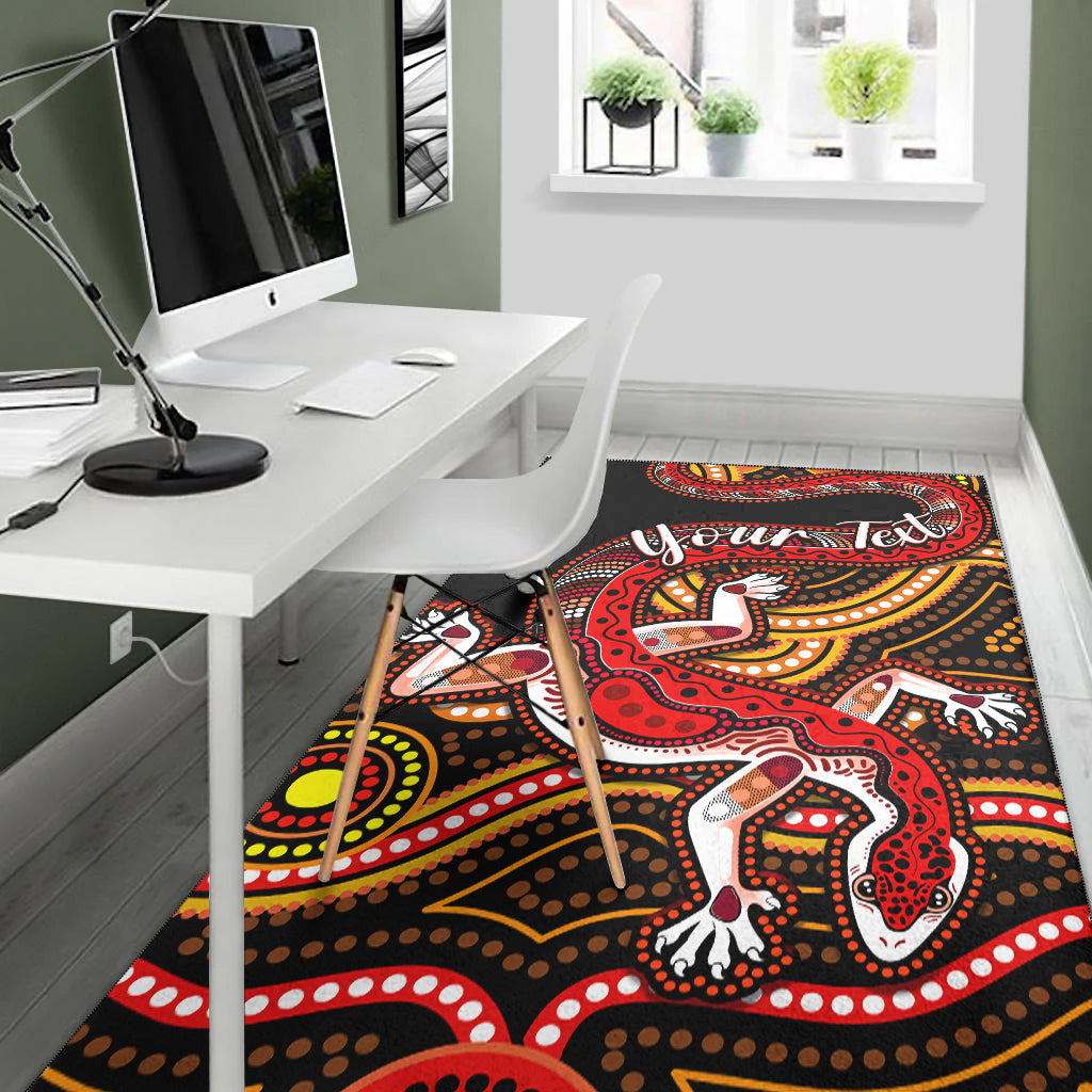 (Custom Personalised) Aboriginal Art Lizard Area Rug You Are Number One - Vibe Hoodie Shop