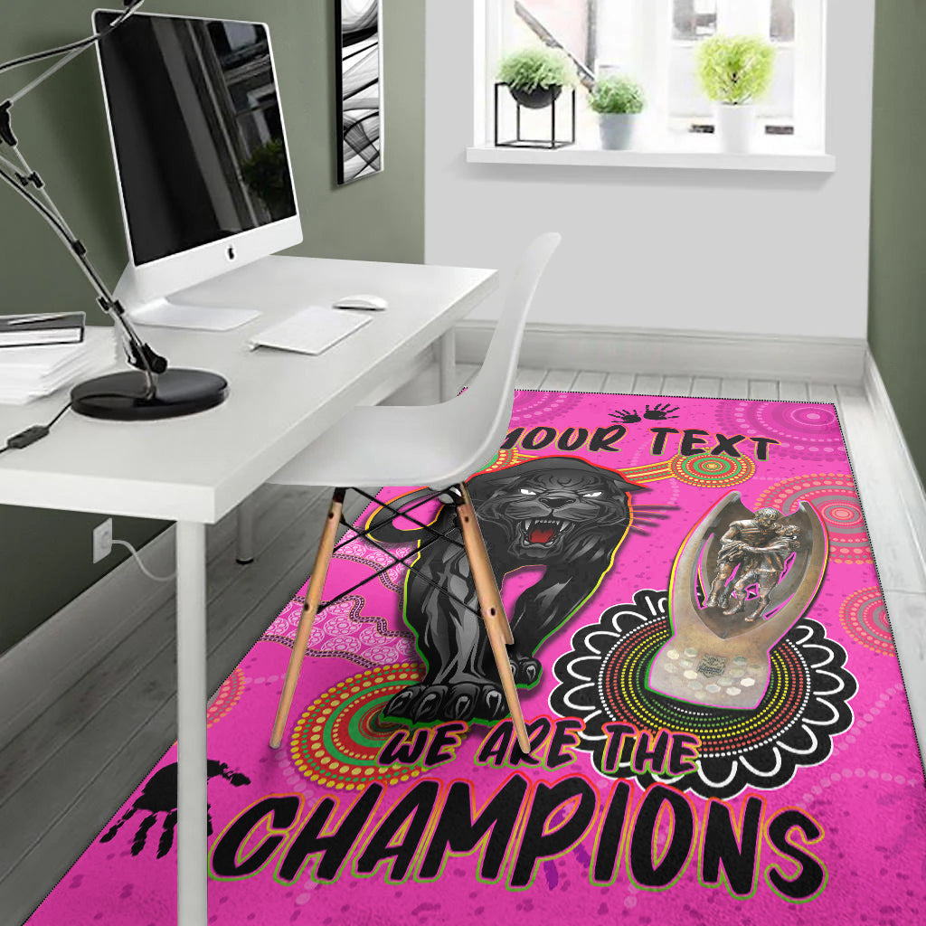 (Custom Personalised) Panthers Area Rug Aboriginal Premiers 2022 We Are The Champions With Trophy - Vibe Hoodie Shop