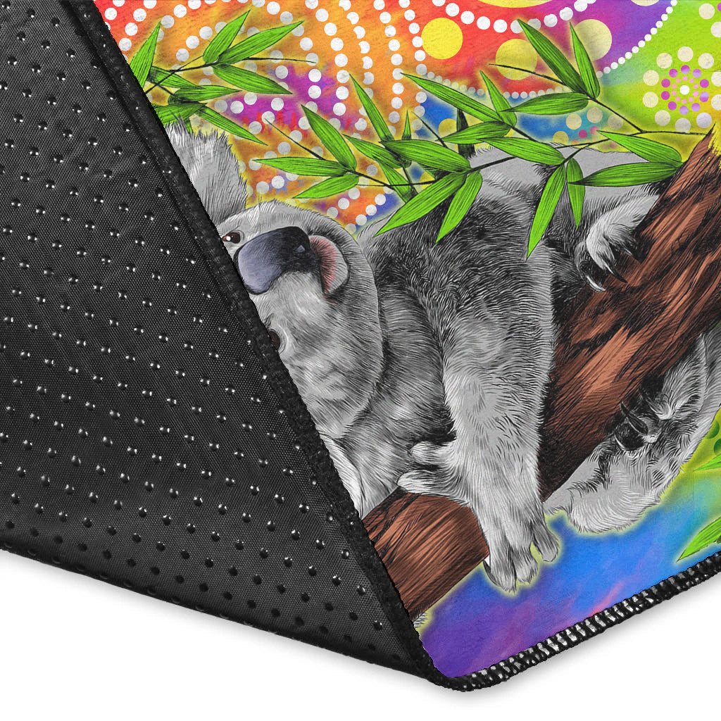 (Custom Personalised) Australia Koala Aboriginal Area Rug Rainbow Tie Dye Merry Christmas - Vibe Hoodie Shop