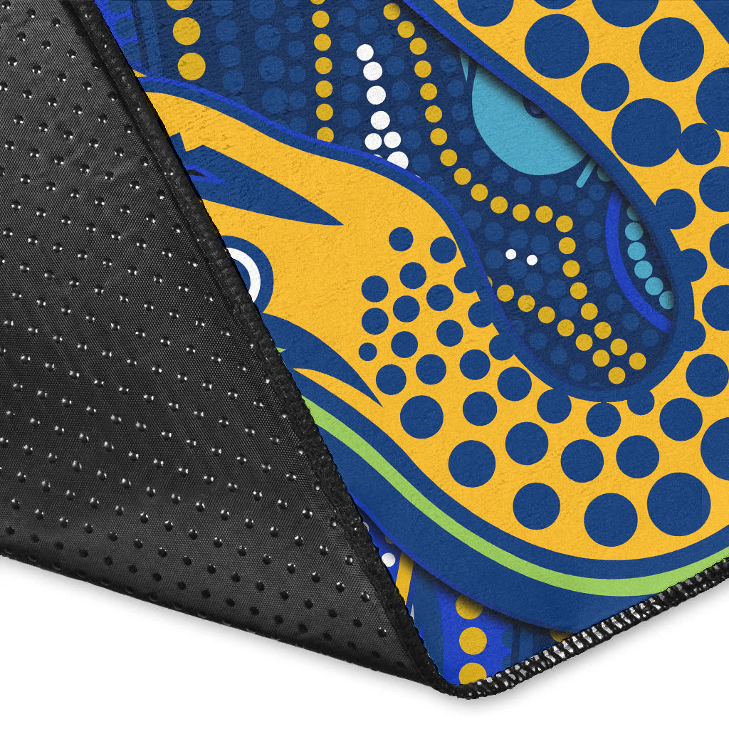 (Custom Personalised) Eels Rugby Area Rug Aboriginal and Polynesia Parramatta - Vibe Hoodie Shop