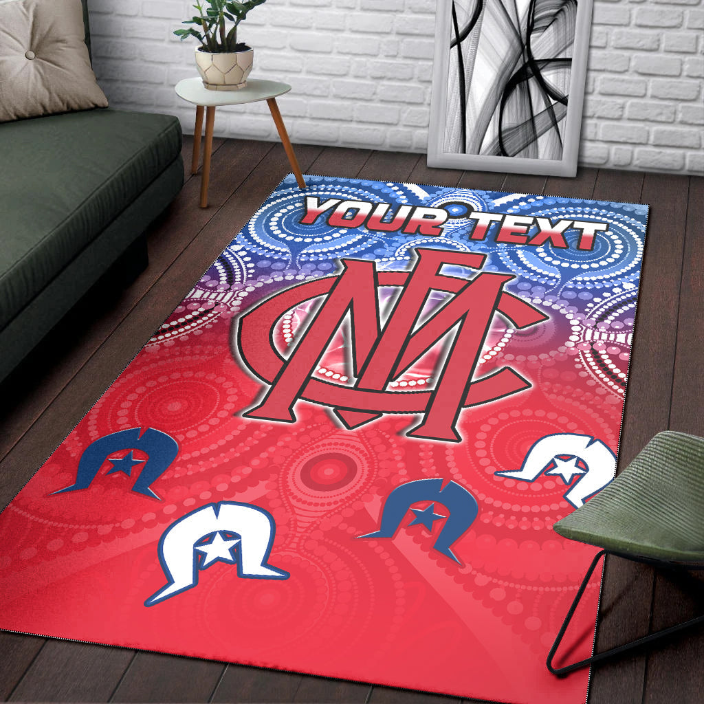 (Custom Personalised) Demons Football NAIDOC Week Area Rug Melbourne North Melbourne Aboriginal Dhari Ver.02 - Vibe Hoodie Shop