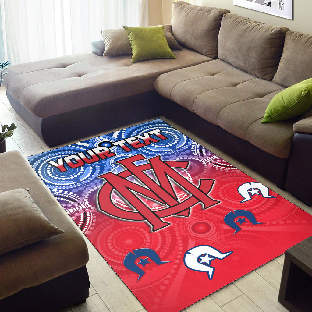 (Custom Personalised) Demons Football NAIDOC Week Area Rug Melbourne North Melbourne Aboriginal Dhari Ver.02 - Vibe Hoodie Shop