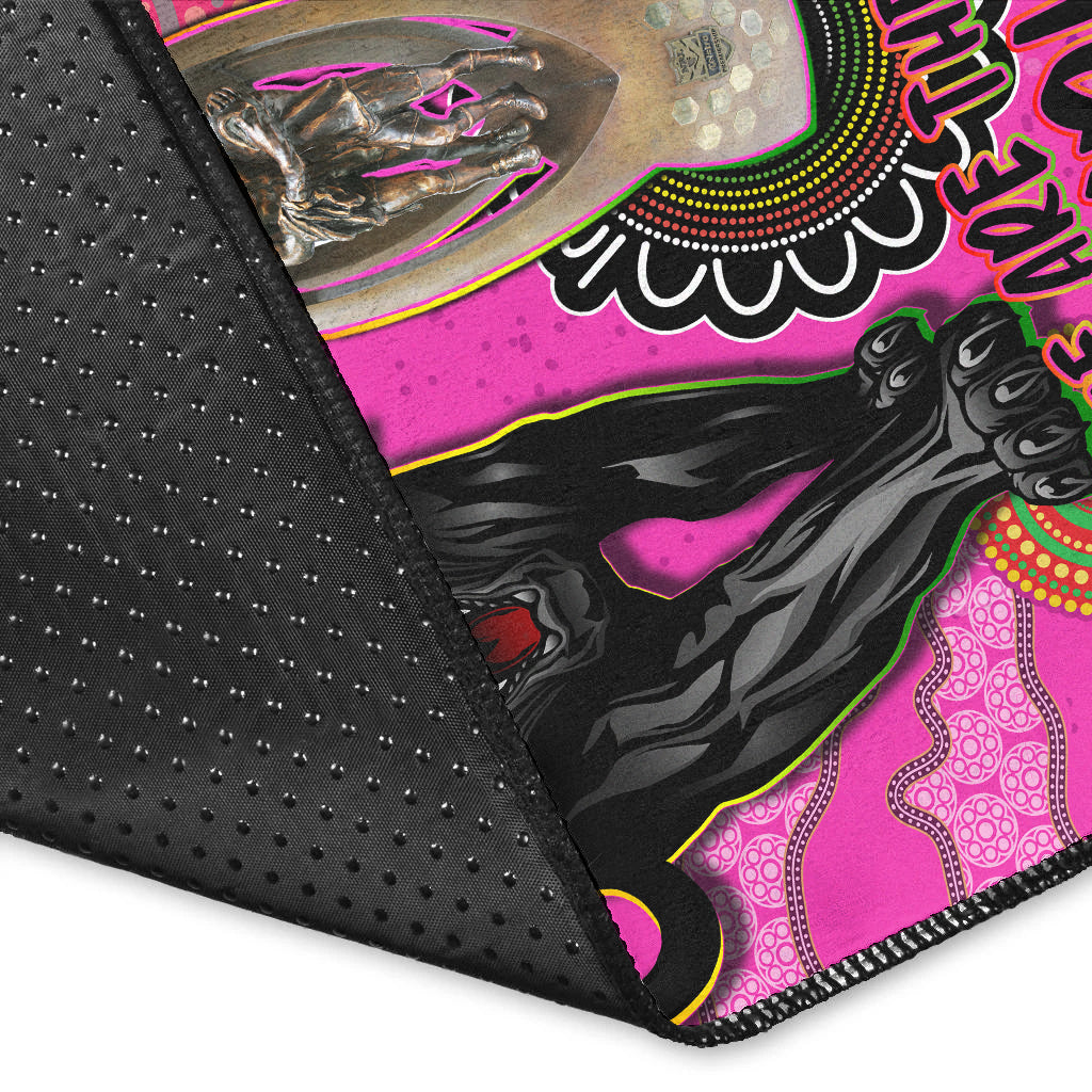 (Custom Personalised) Panthers Area Rug Aboriginal Premiers 2022 We Are The Champions With Trophy - Vibe Hoodie Shop