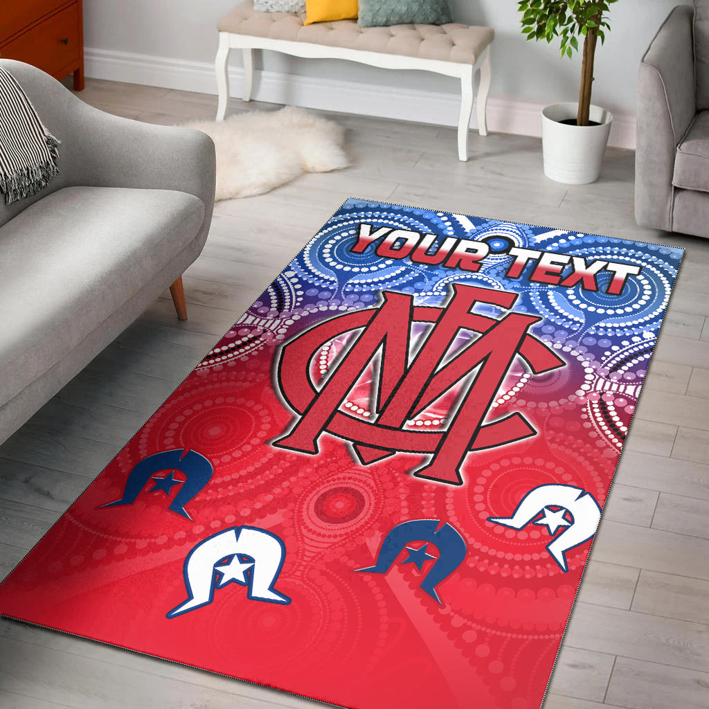 (Custom Personalised) Demons Football NAIDOC Week Area Rug Melbourne North Melbourne Aboriginal Dhari Ver.02 - Vibe Hoodie Shop