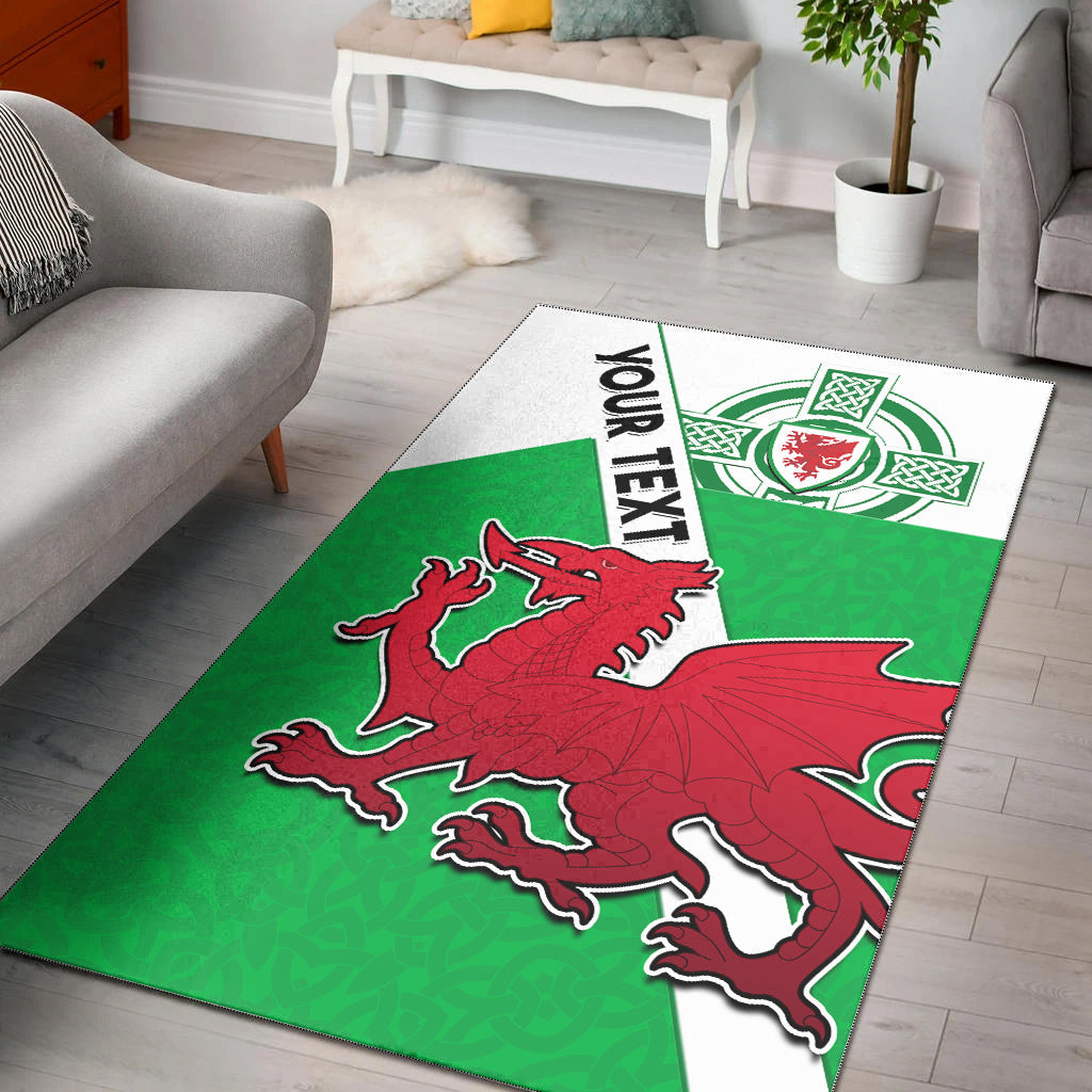 (Custom Personalised) Wales Football Area Rug Come On Welsh Dragons With Celtic Knot Pattern - Vibe Hoodie Shop