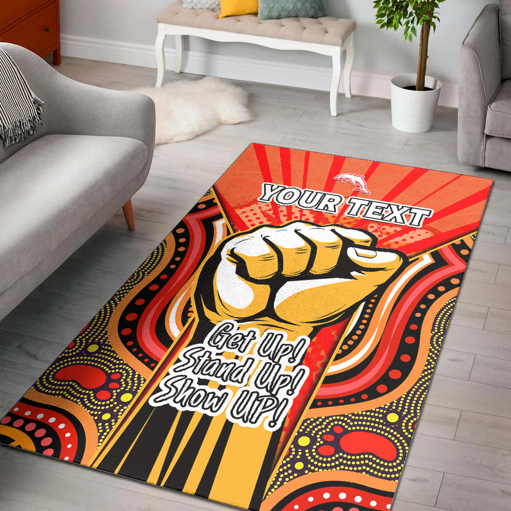 (Custom Personalised) Dolphins NAIDOC Week 2022 Area Rug Aboriginal Art Get Up Stand Up Show Up - Vibe Hoodie Shop