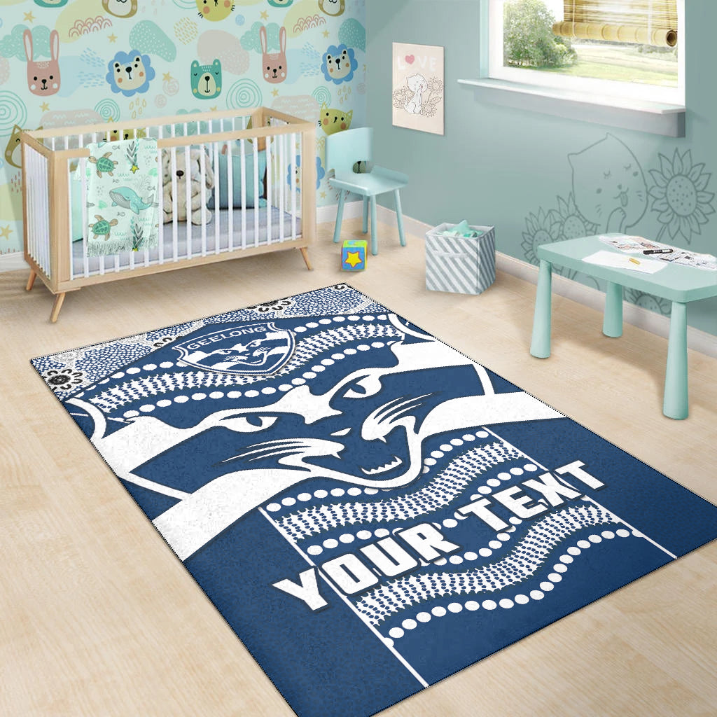 (Custom Personalised) Cats Football Area Rug Geelong 1859 Indigenous Sporty Version - Vibe Hoodie Shop