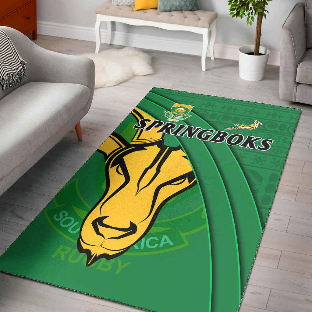 South Africa Rugby Area Rug Bokke Springboks With African Pattern Stronger Together - Vibe Hoodie Shop