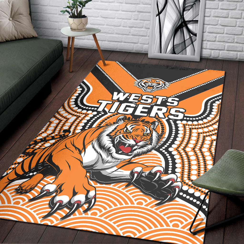 Wests Tigers Area Rug Indigenous Artsy - Vibe Hoodie Shop