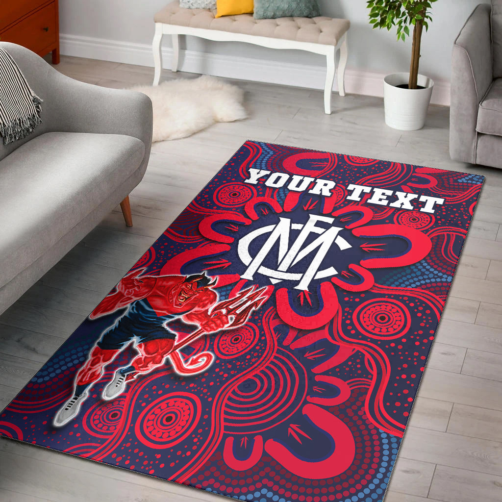 (Custom Personalised) Demons Football 2022 Area Rug Australian Aboriginal Dot Painting Ver.01 - Vibe Hoodie Shop