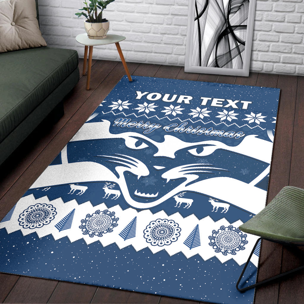 (Custom Personalised) Cats Football Christmas Area Rug Geelong Aboriginal Painting - Vibe Hoodie Shop