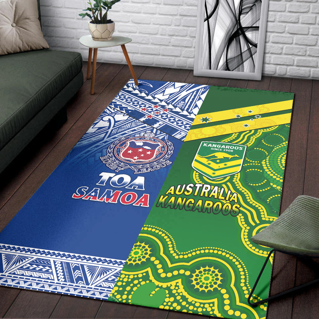 Samoa Rugby and Australia Rugby Area Rug Toa Samoa Mix Kangaroos Pacific - Vibe Hoodie Shop