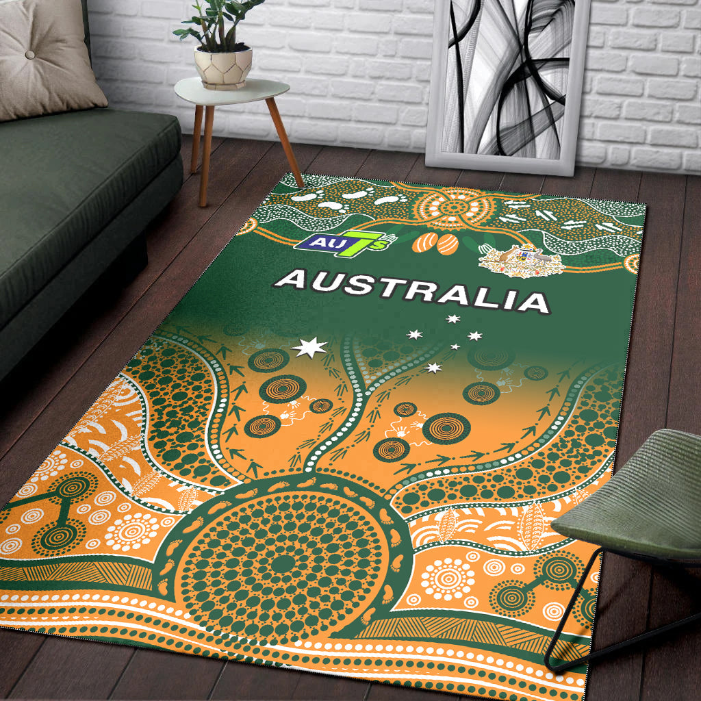 Australia Rugby Area Rug Aussie Sevens Green Indigenous - Vibe Hoodie Shop