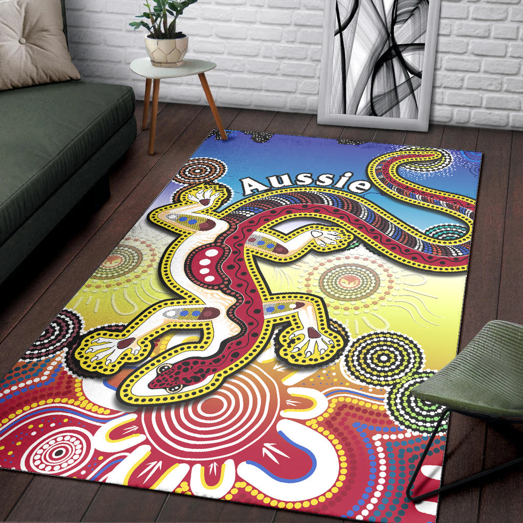 Australia Area Rug Indigenous Red Lizard Love Aussie Artsy - Vibe Hoodie Shop