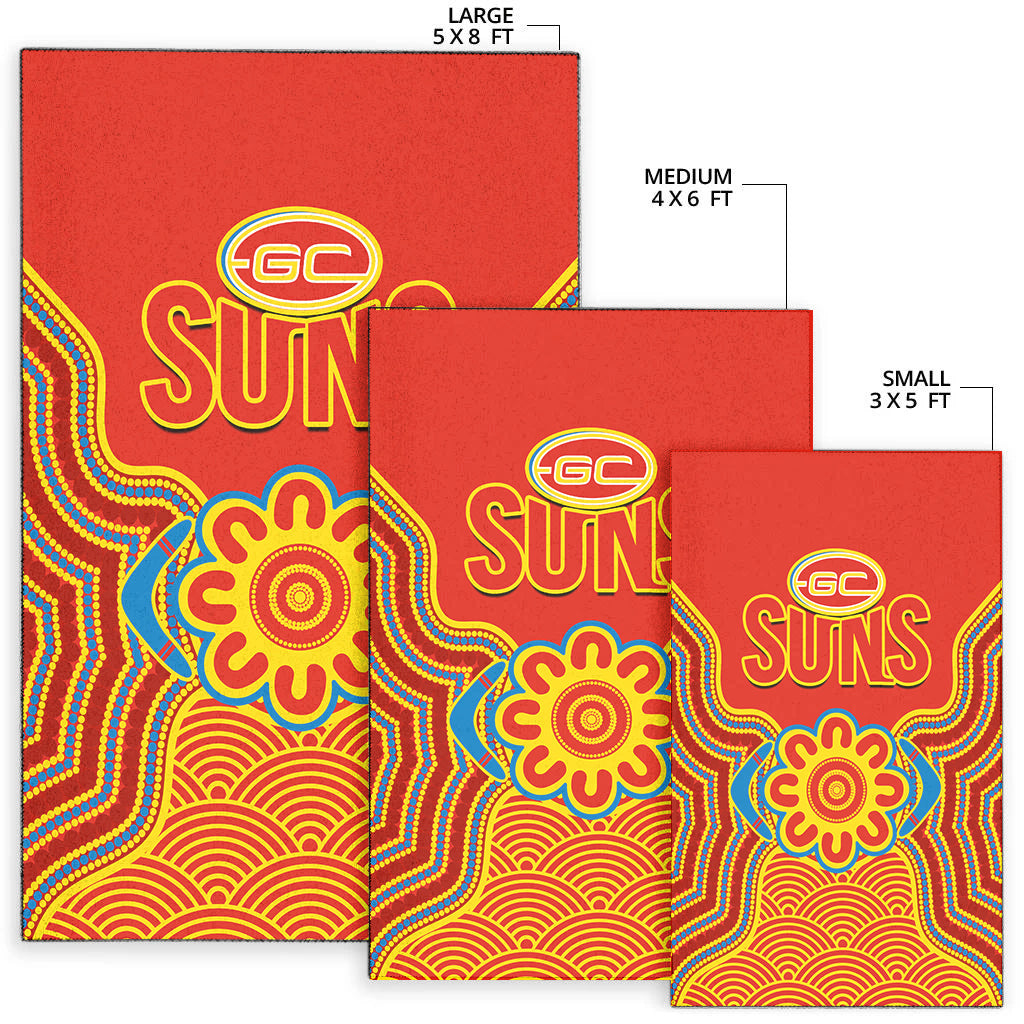 Gold Coast Football Area Rug Suns Indigenous Pattern - Vibe Hoodie Shop