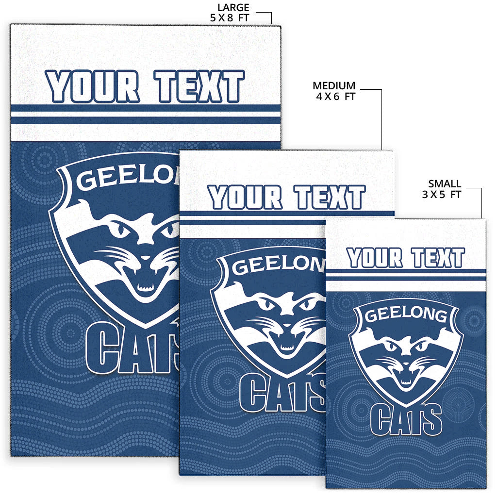 (Custom Personalised) Cats Football Area Rug Geelong Est 1859 Aboriginal Art - Vibe Hoodie Shop