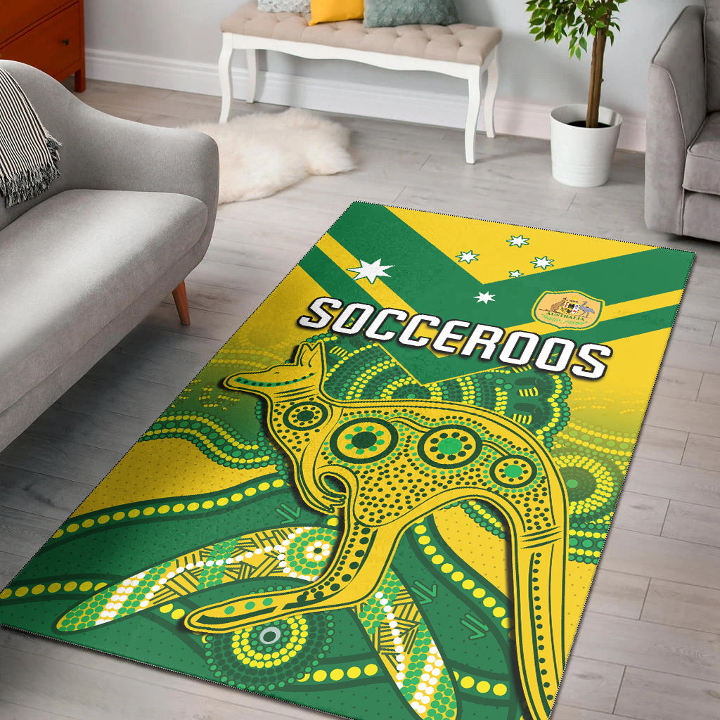 Australia Soccer Area Rug Champions Aboriginal Kangaroos World Cup Football Socceroos - Vibe Hoodie Shop