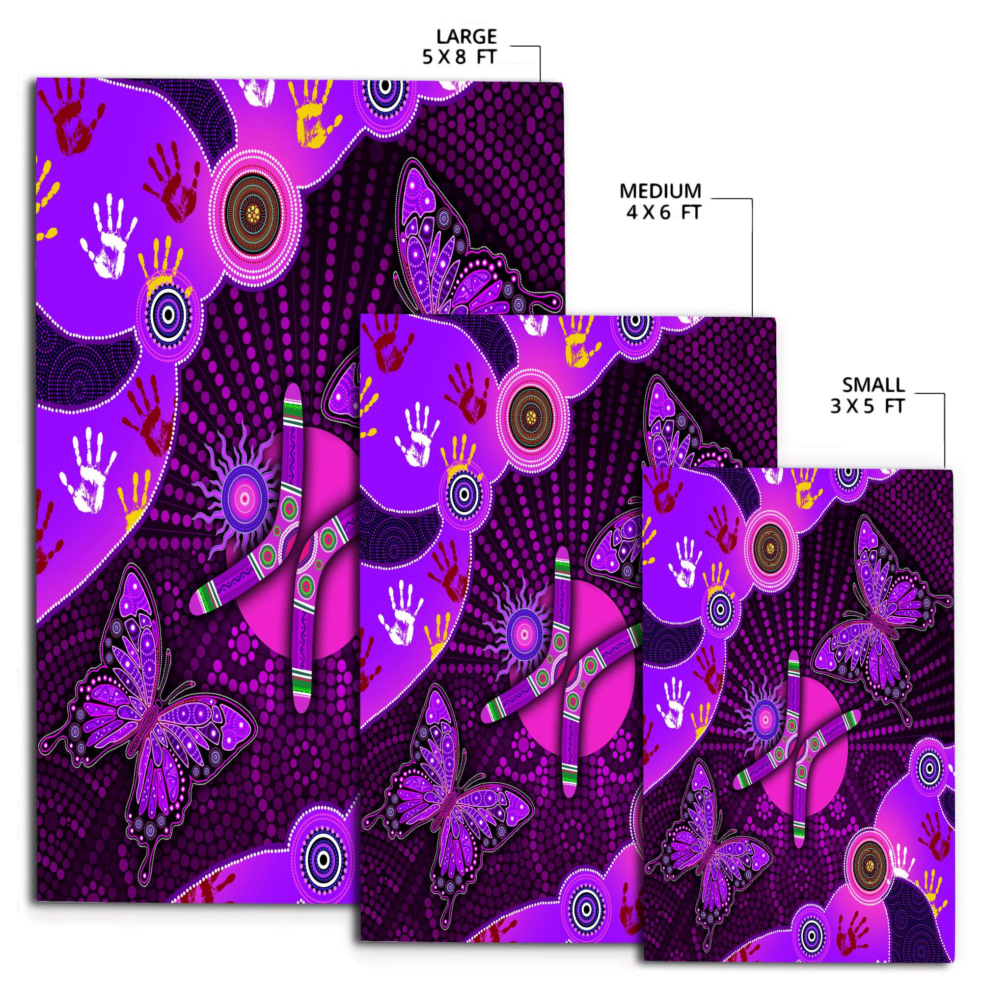 Aboriginal NAIDOC Week 2022 Purple Butterflies Area Rug - RLT20 - Vibe Hoodie Shop