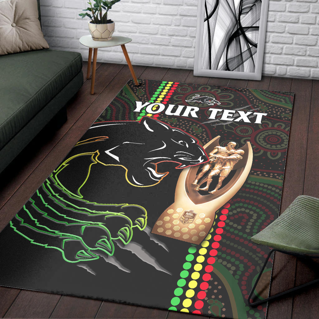 (Custom Personalised) Panthers Rugby Area Rug The Riff 2022 Premiers Aboriginal Art - Vibe Hoodie Shop